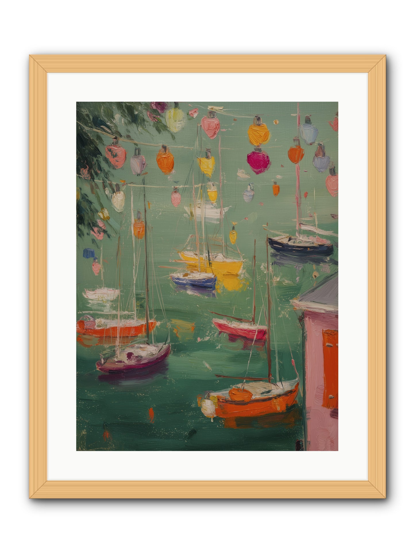 Peaceful Anchorage  -- Framed Print - Natural 18x24