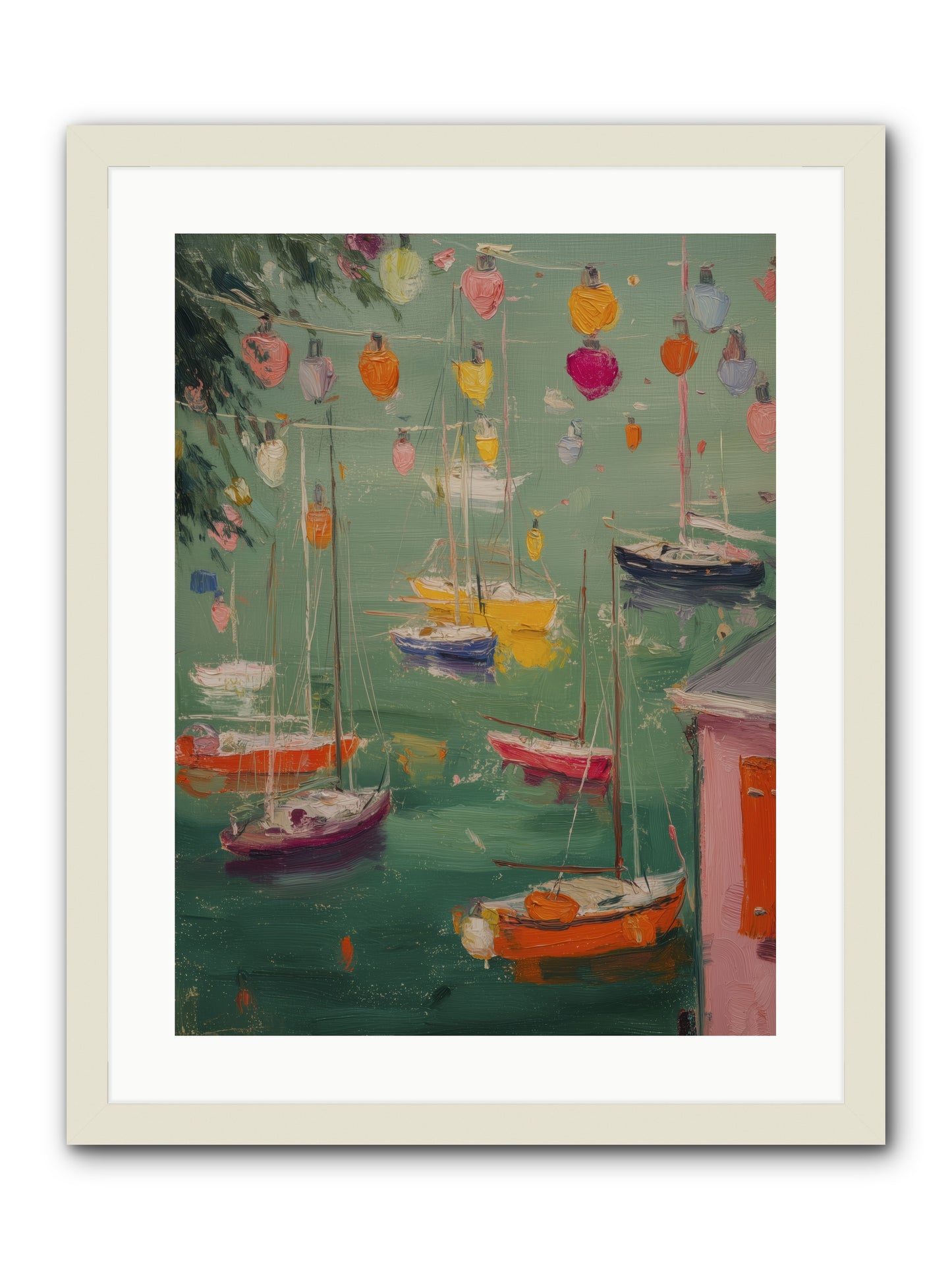 Peaceful Anchorage  -- Framed Print - White 18x24
