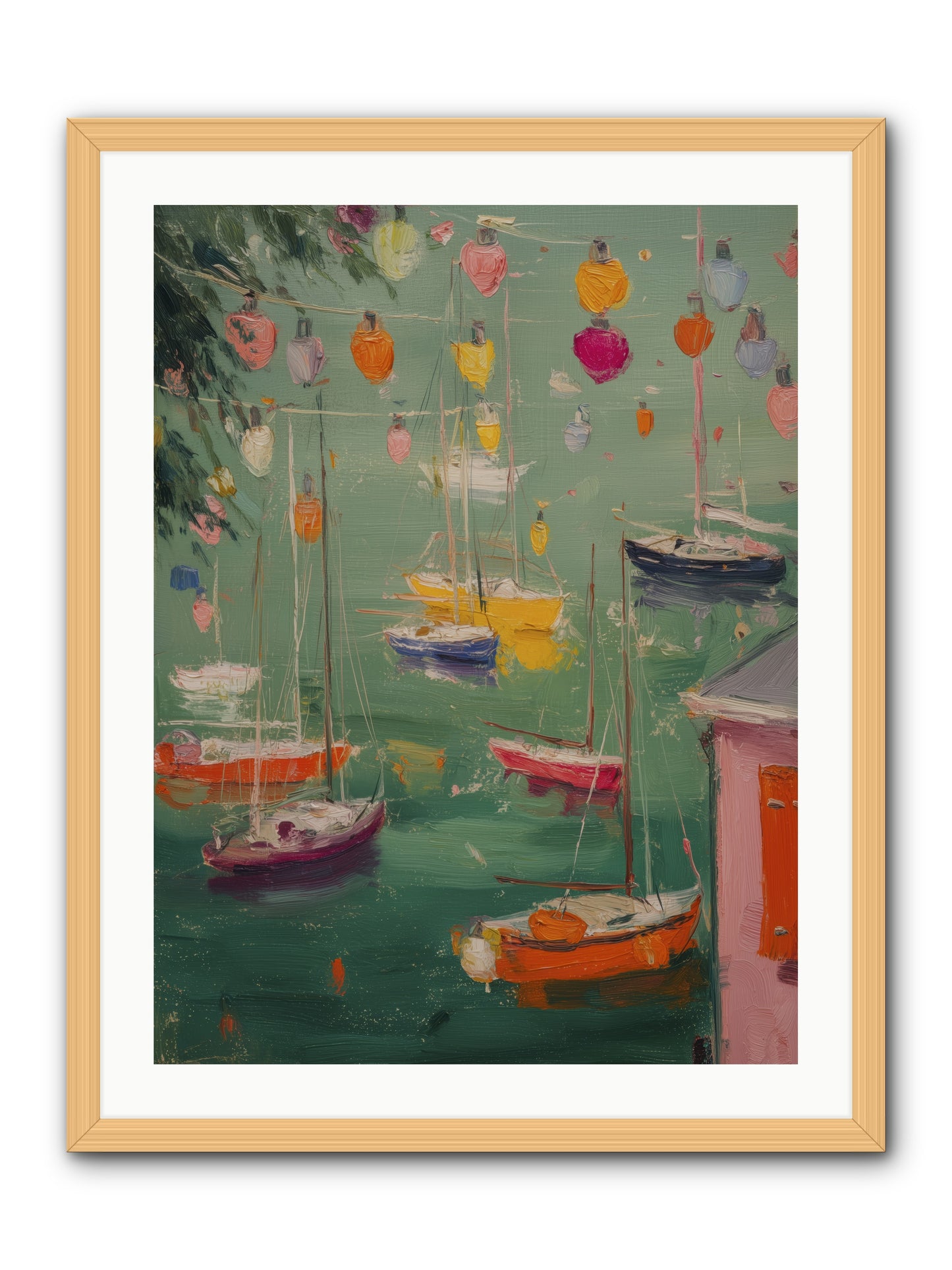 Peaceful Anchorage  -- Framed Print - Natural 24x32