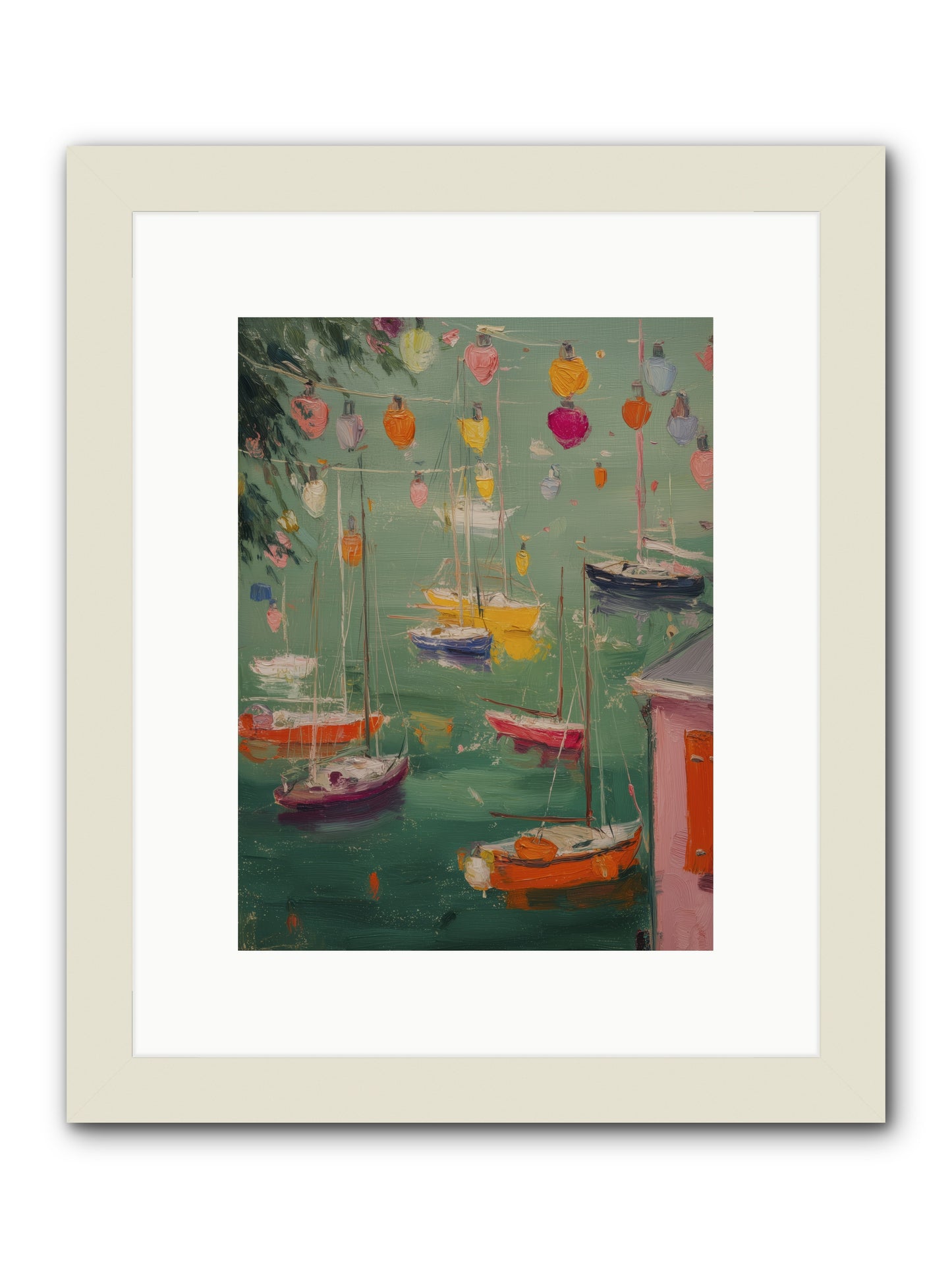 Peaceful Anchorage  -- Framed Print - White 9x12