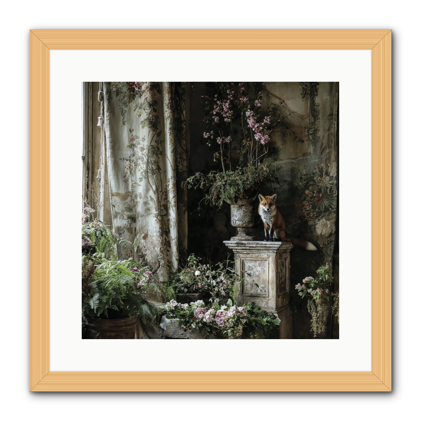 Peachleaf Sunday -- Framed Print - Natural 16x16