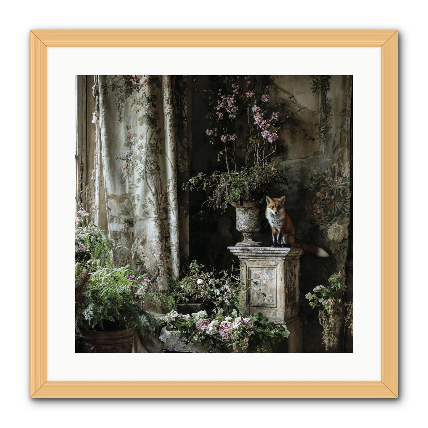 Peachleaf Sunday -- Framed Print - Natural 20x20