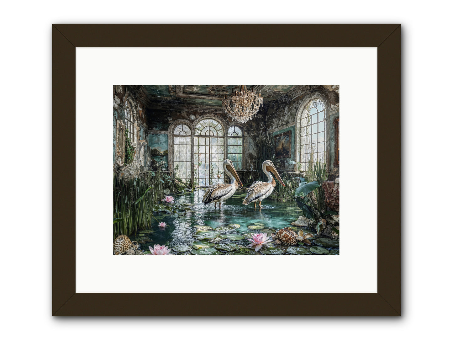 Pelicans Of The Grand Tour -- Framed Print - Black 12x9