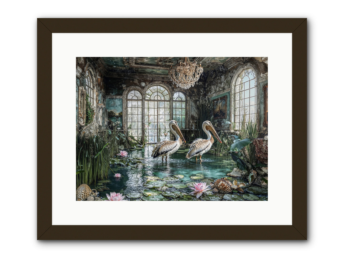 Pelicans Of The Grand Tour -- Framed Print - Black 16x12
