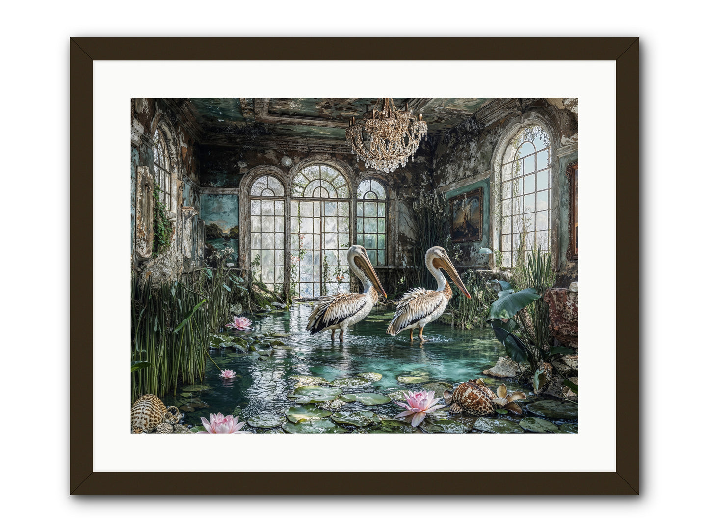 Pelicans Of The Grand Tour -- Framed Print - Black 24x18
