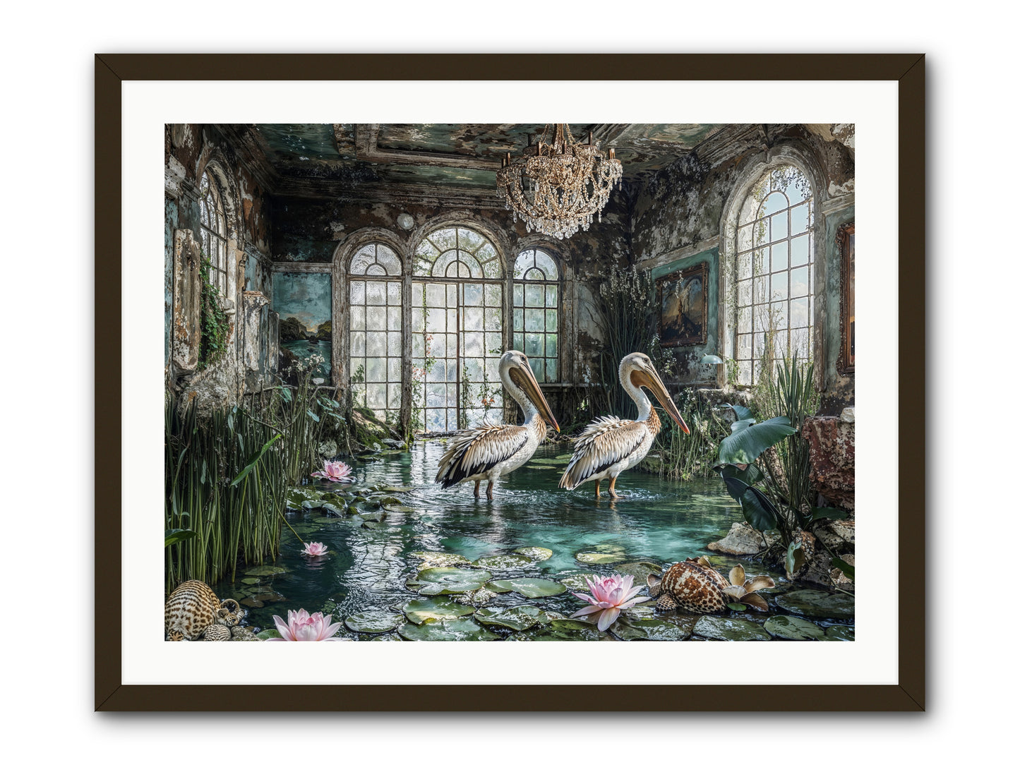 Pelicans Of The Grand Tour -- Framed Print - Black 32x24