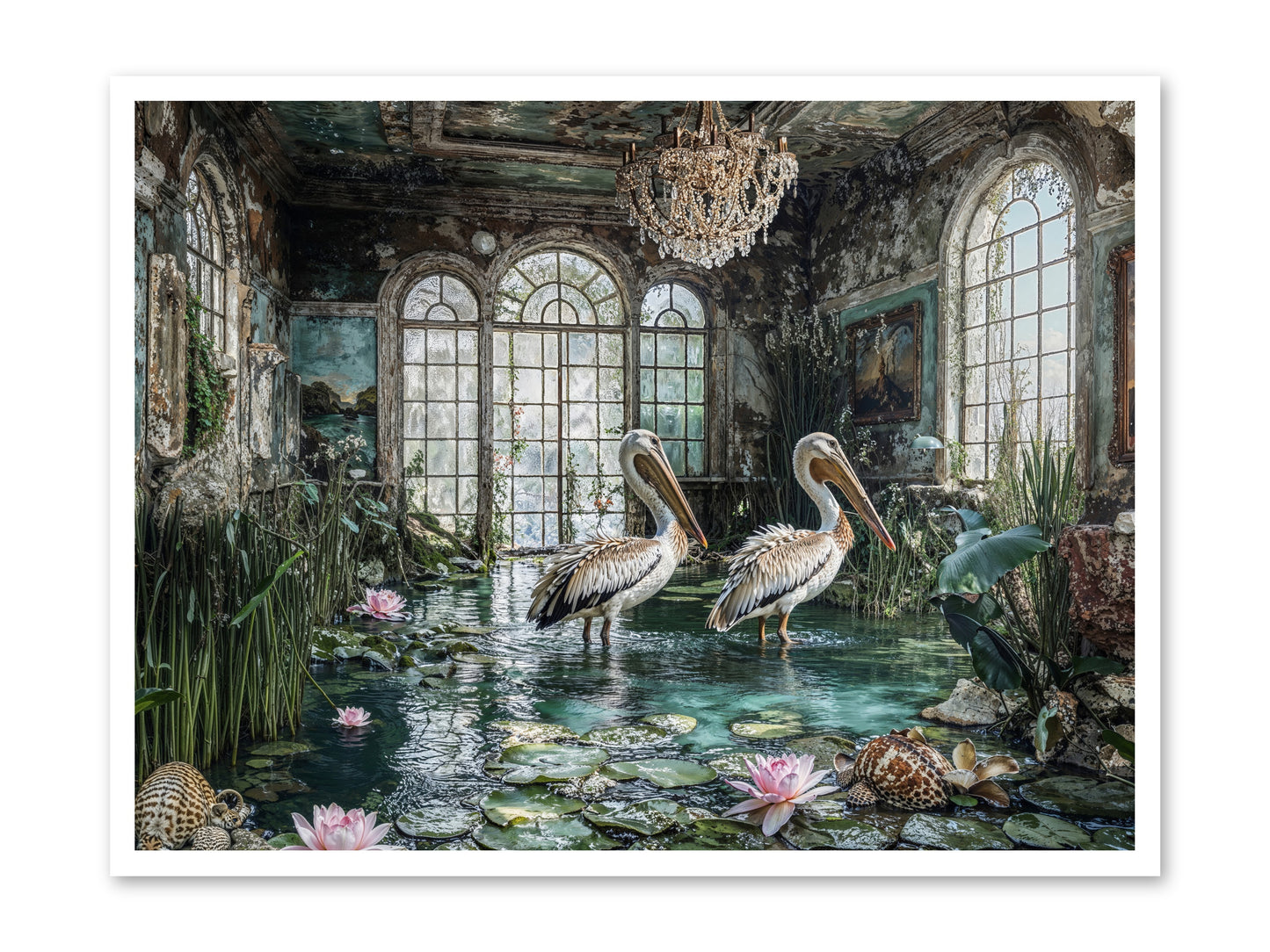 Pelicans Of The Grand Tour -- Loose Canvas Print 40x30