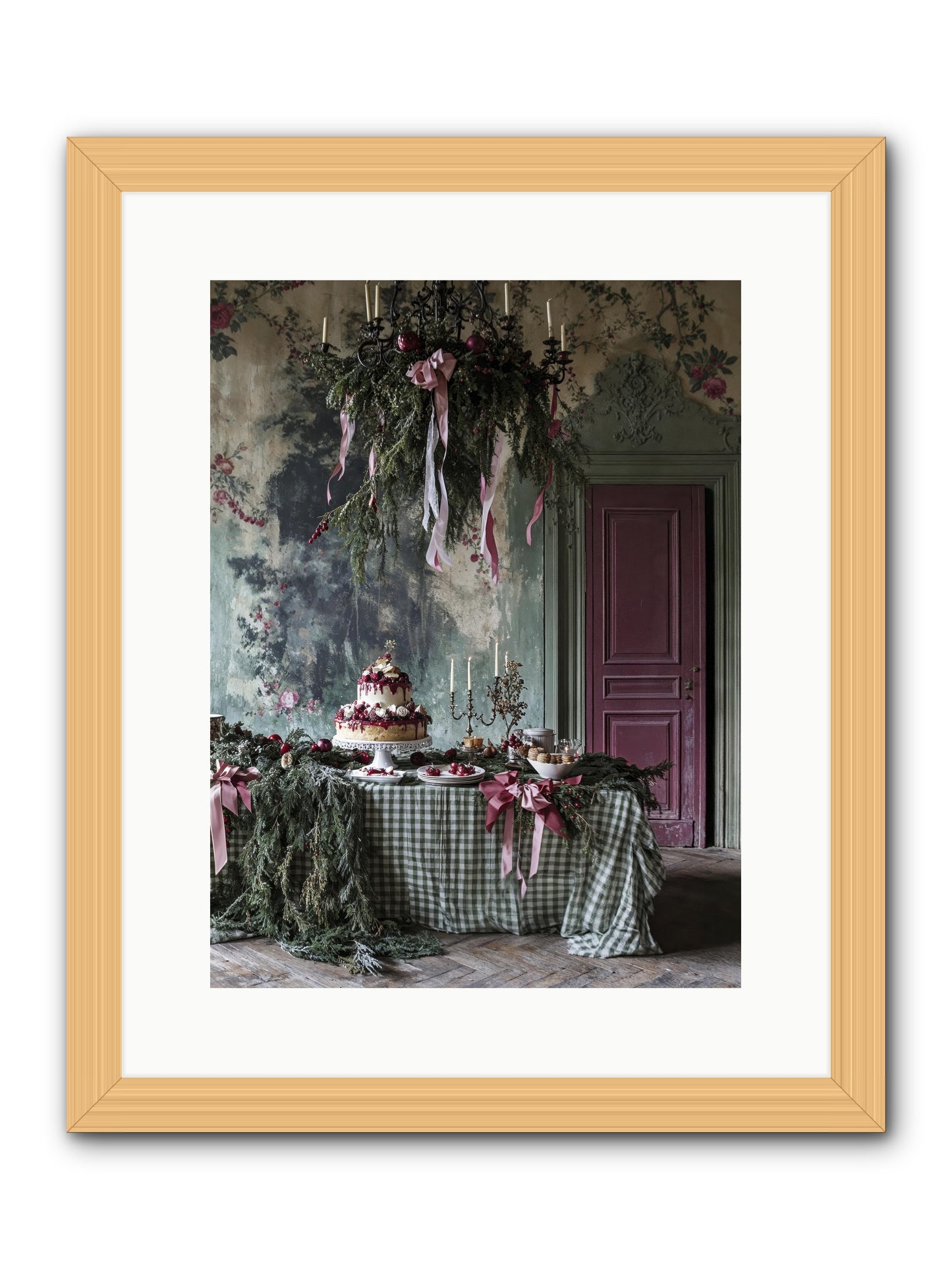 Peppermint Lane At Twilight -- Framed Print - Natural 12x16