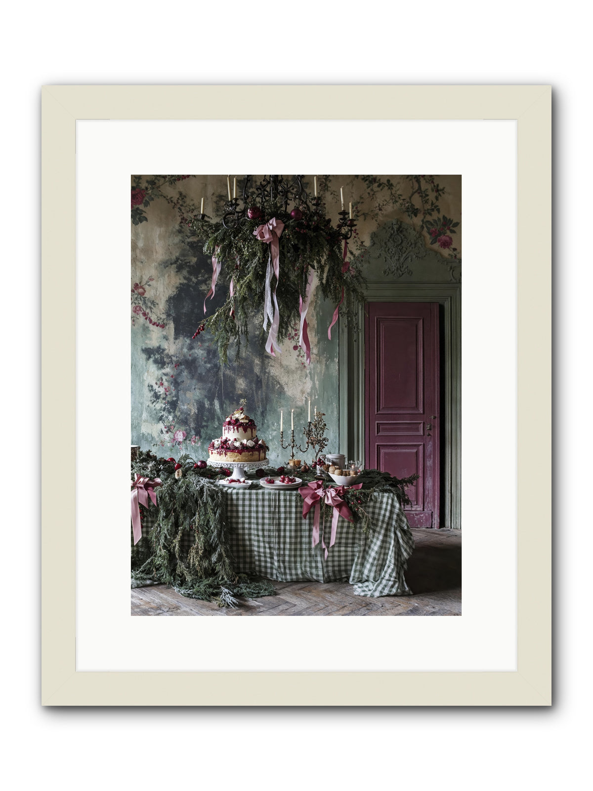 Peppermint Lane At Twilight -- Framed Print - White 12x16