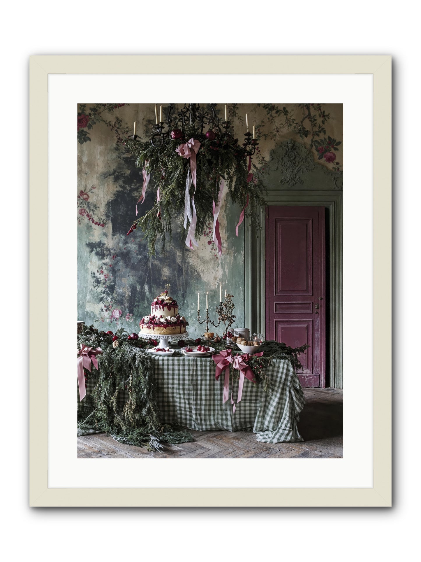 Peppermint Lane At Twilight -- Framed Print - White 18x24