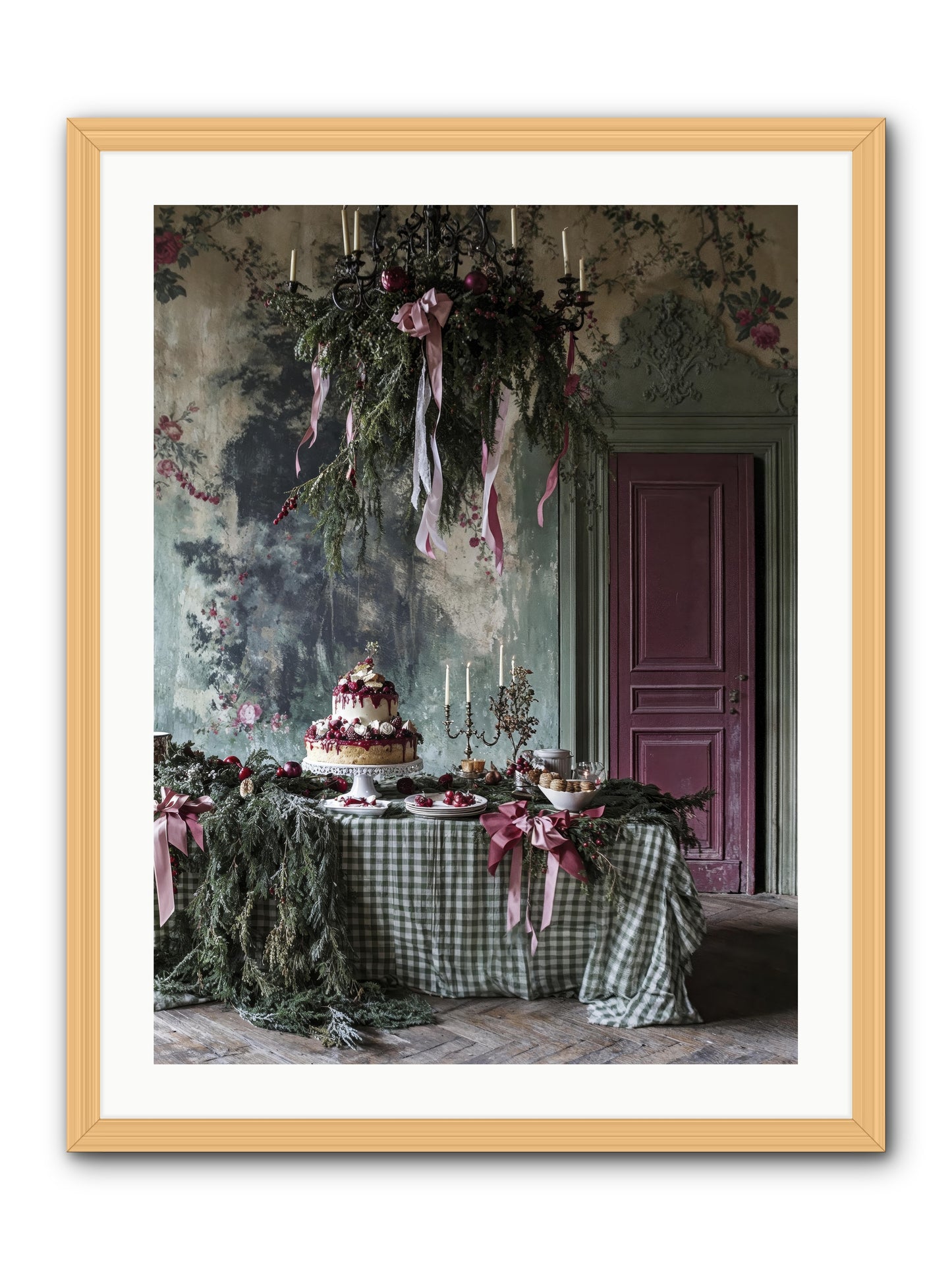 Peppermint Lane At Twilight -- Framed Print - Natural 24x32