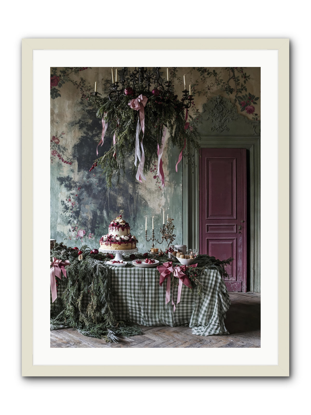 Peppermint Lane At Twilight -- Framed Print - White 24x32