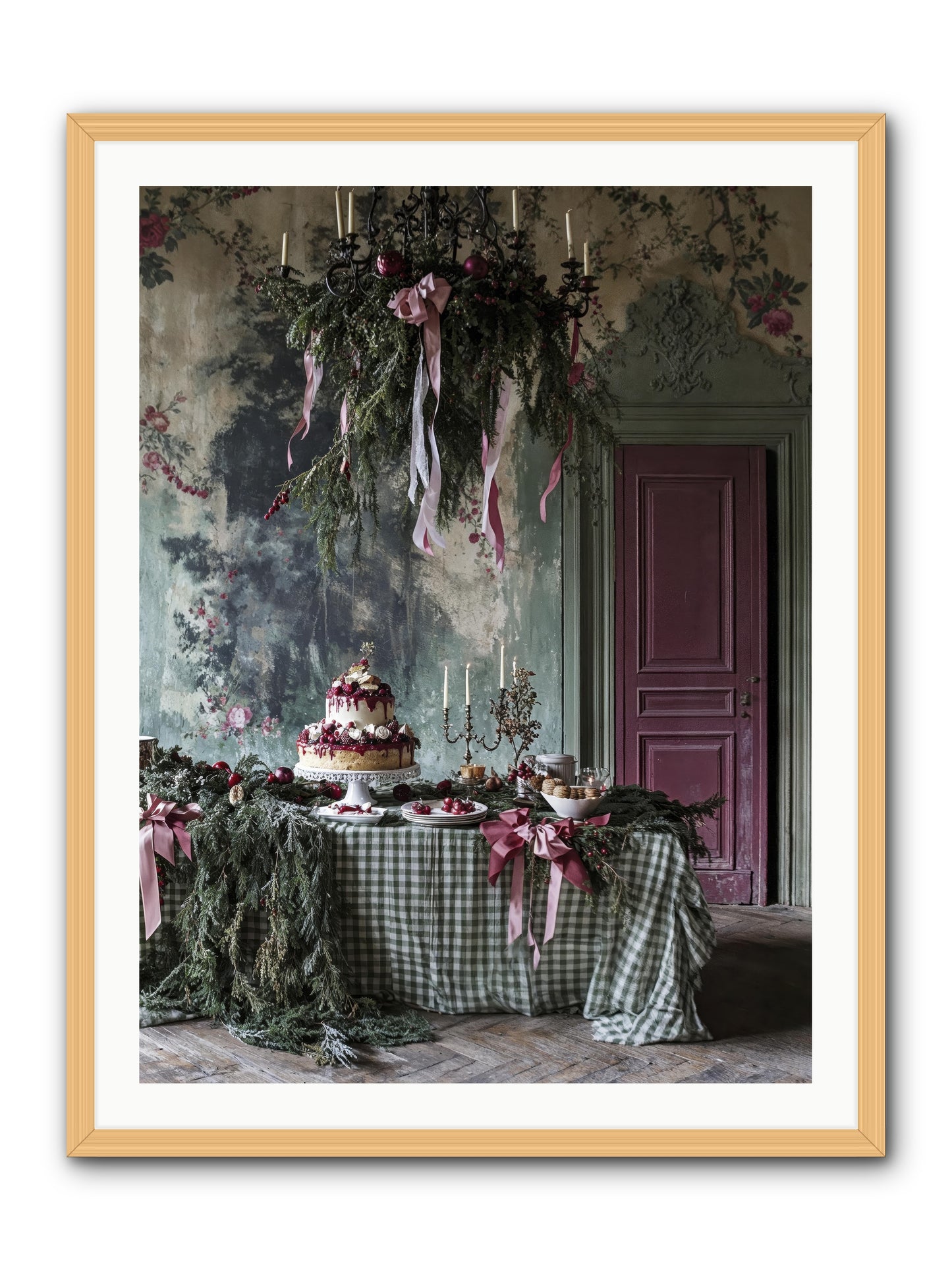 Peppermint Lane At Twilight -- Framed Print - Natural 30x40