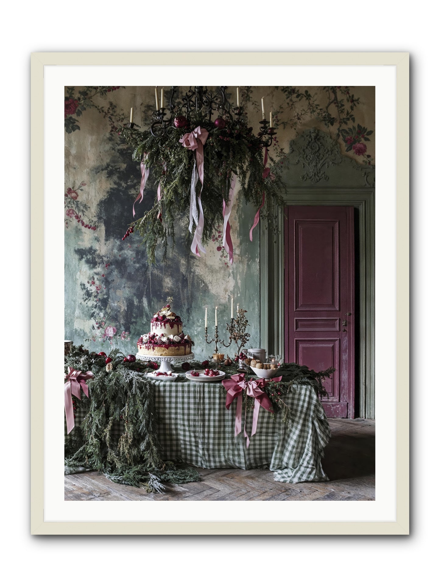 Peppermint Lane At Twilight -- Framed Print - White 30x40