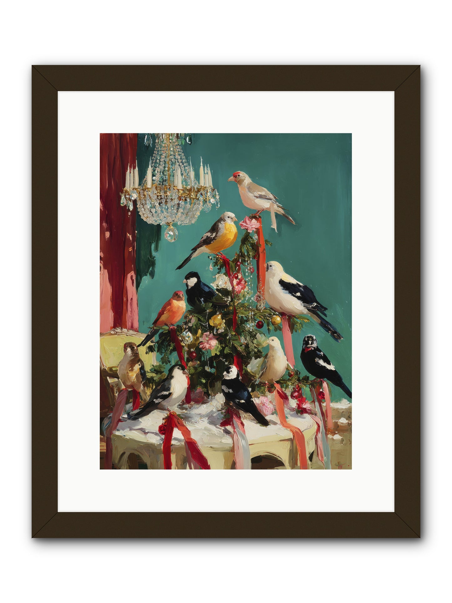 Perched & Perfectly Merry -- Framed Print - Black 12x16