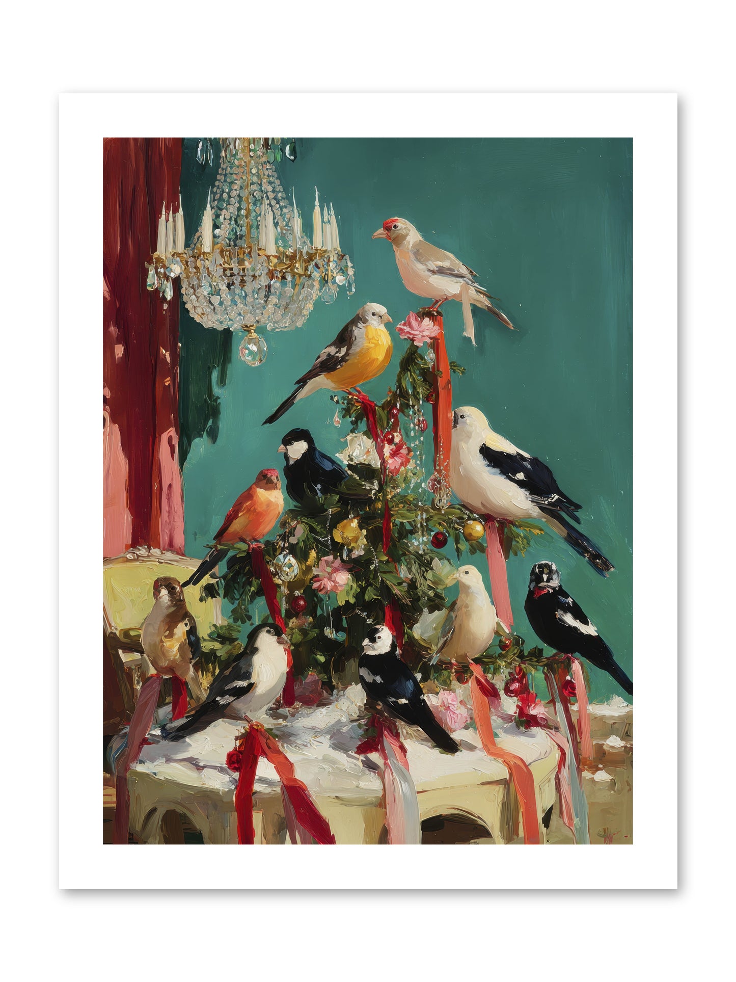 Perched & Perfectly Merry -- Loose Canvas Print 12x16