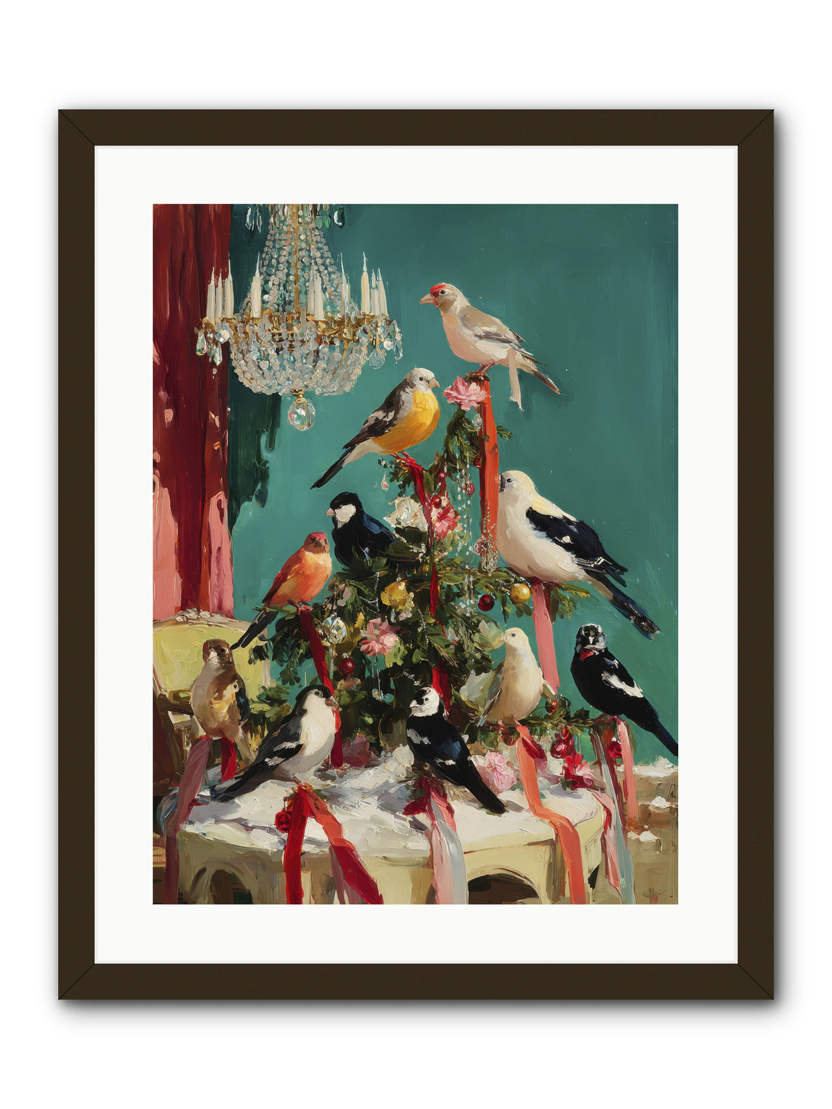 Perched & Perfectly Merry -- Framed Print - Black 18x24