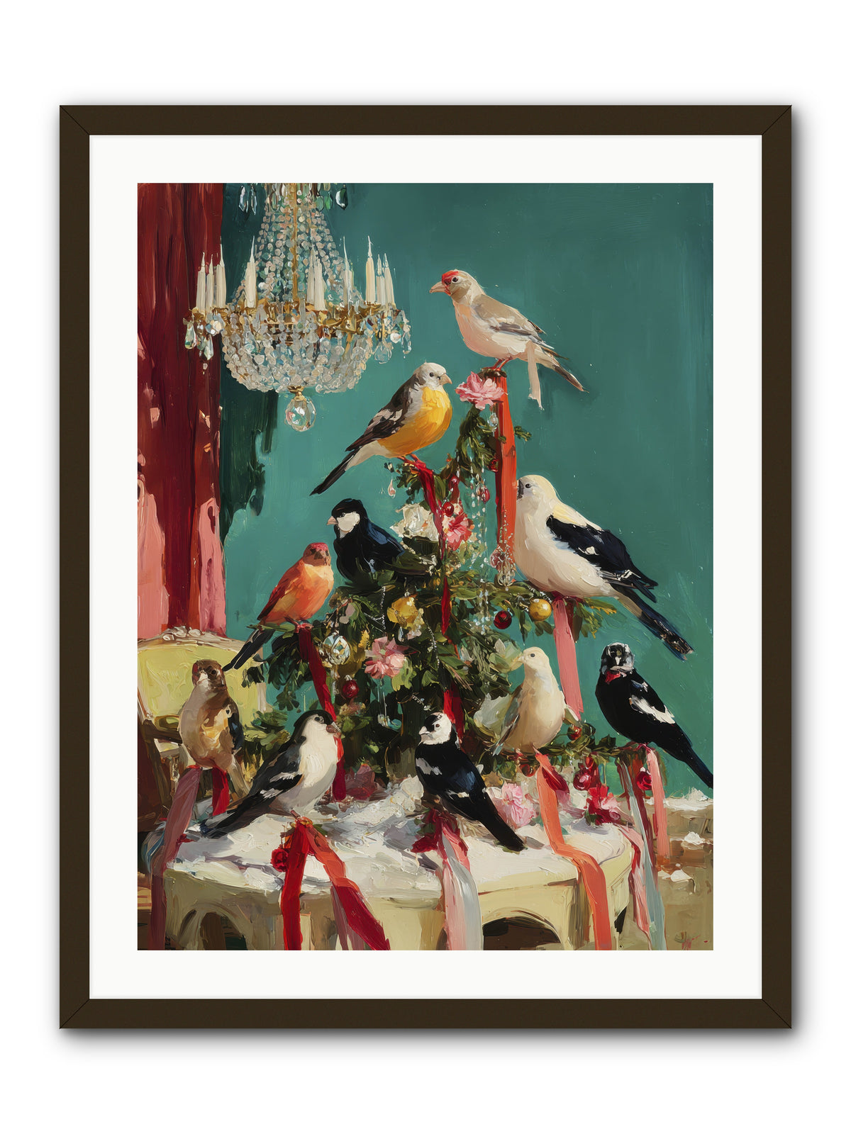Perched & Perfectly Merry -- Framed Print - Black 24x32