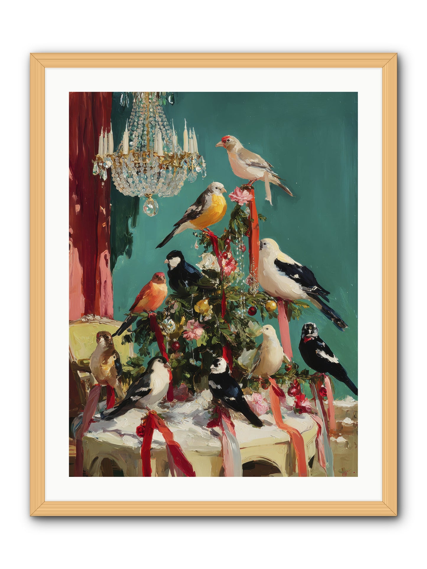 Perched & Perfectly Merry -- Framed Print - Natural 24x32