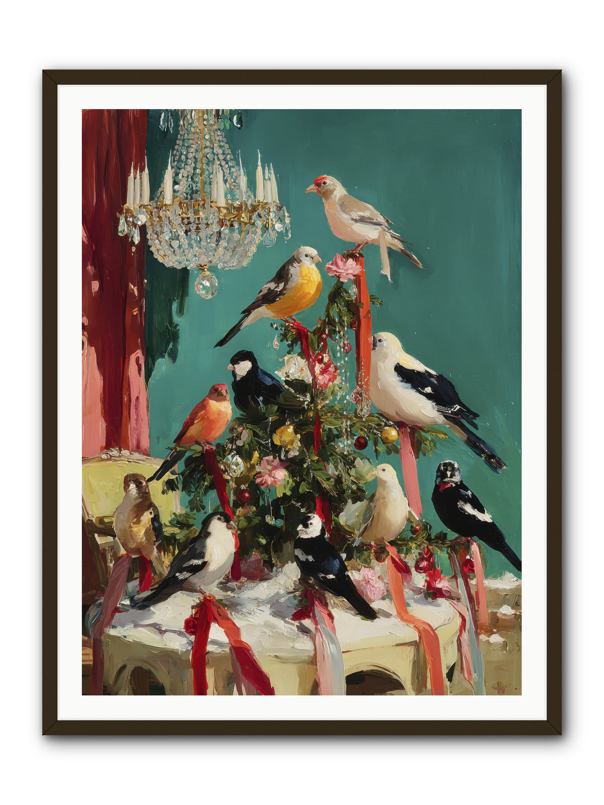 Perched & Perfectly Merry -- Framed Print - Black 36x48