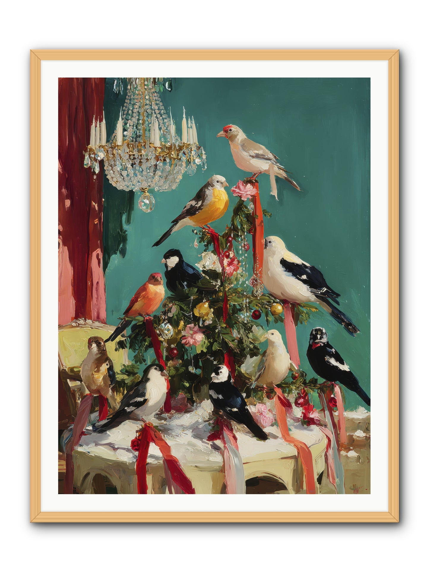 Perched & Perfectly Merry -- Framed Print - Natural 36x48