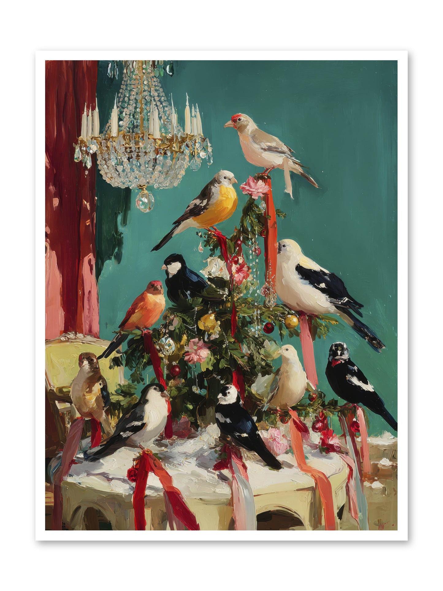 Perched & Perfectly Merry -- Loose Canvas Print 36x48