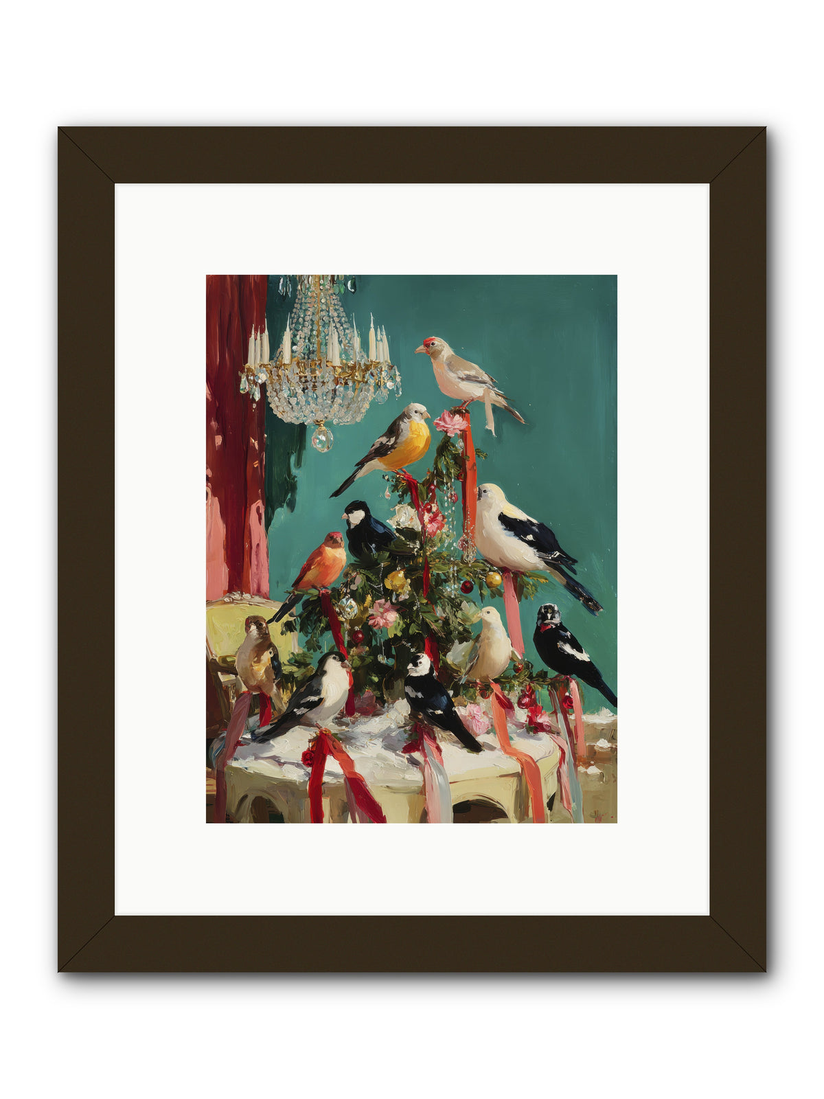 Perched & Perfectly Merry -- Framed Print - Black 9x12