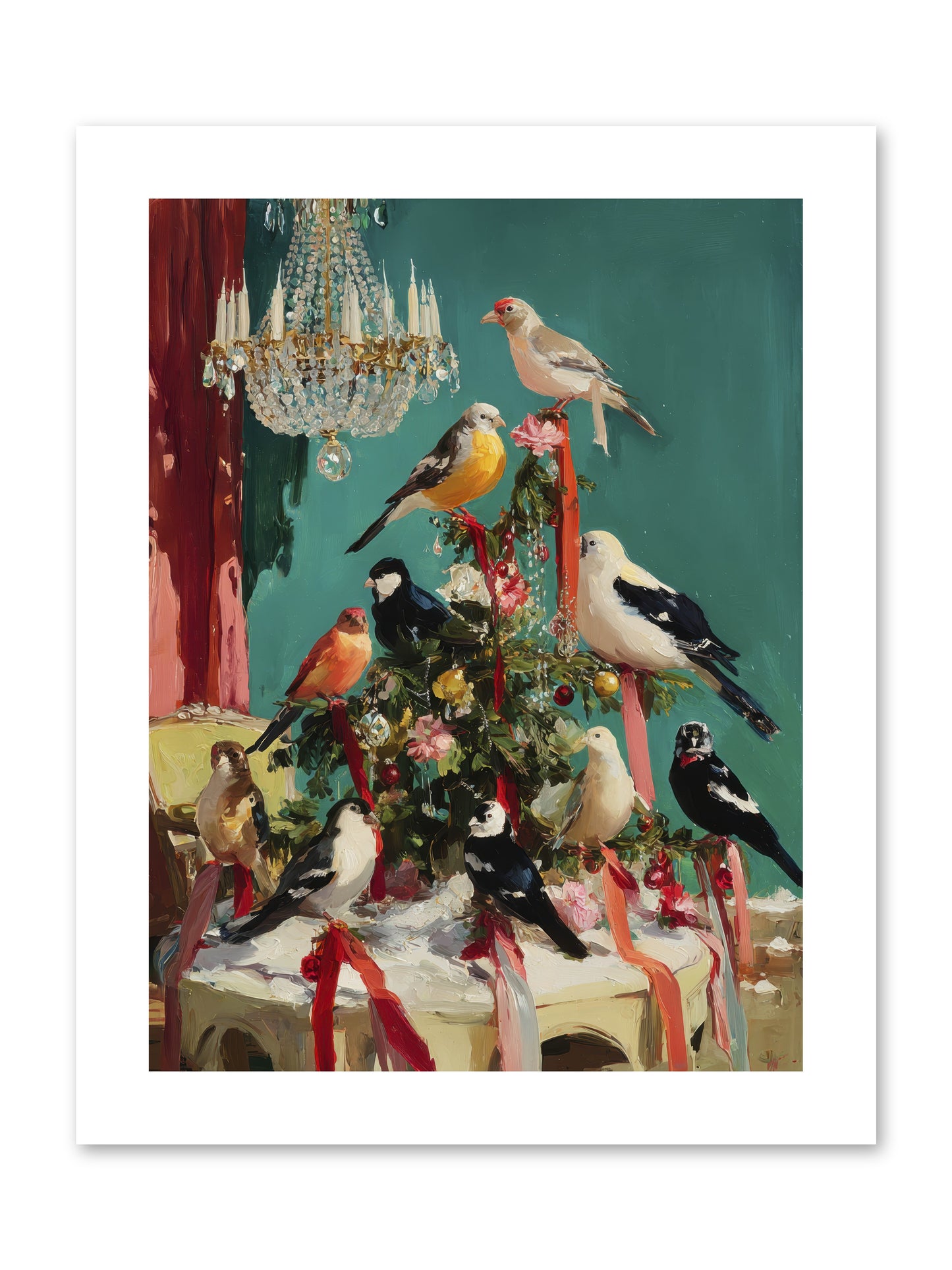 Perched & Perfectly Merry -- Paper Print 9x12
