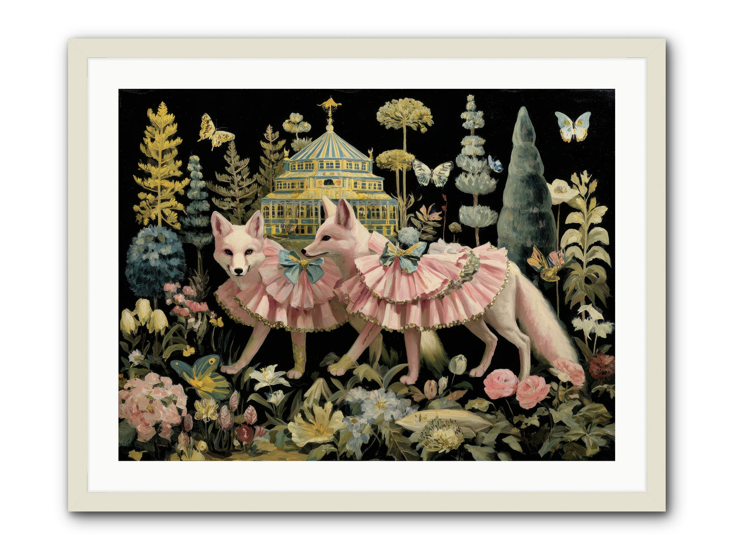 Petal Drift -- Framed Print - White 32x24