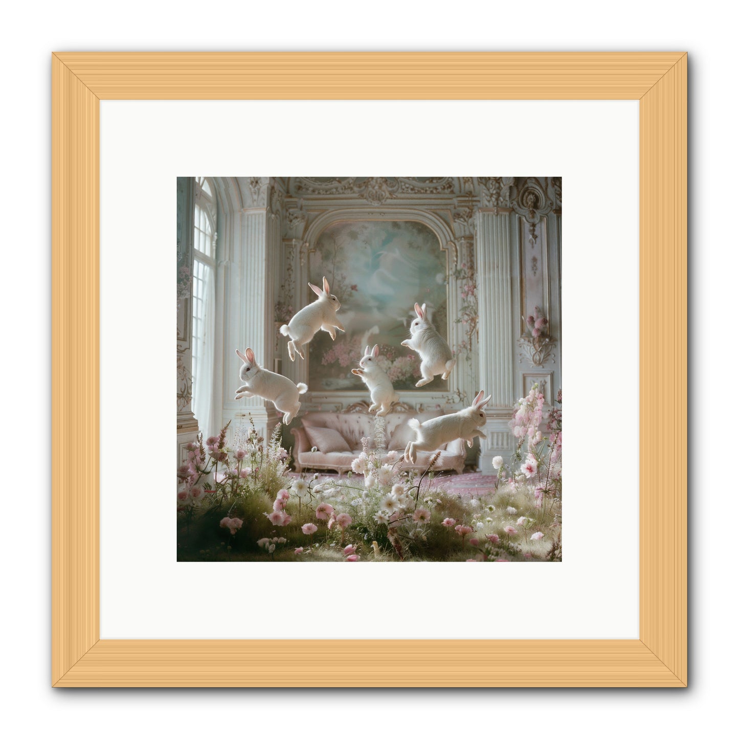 Petal Pirouette -- Framed Print - Natural 10x10