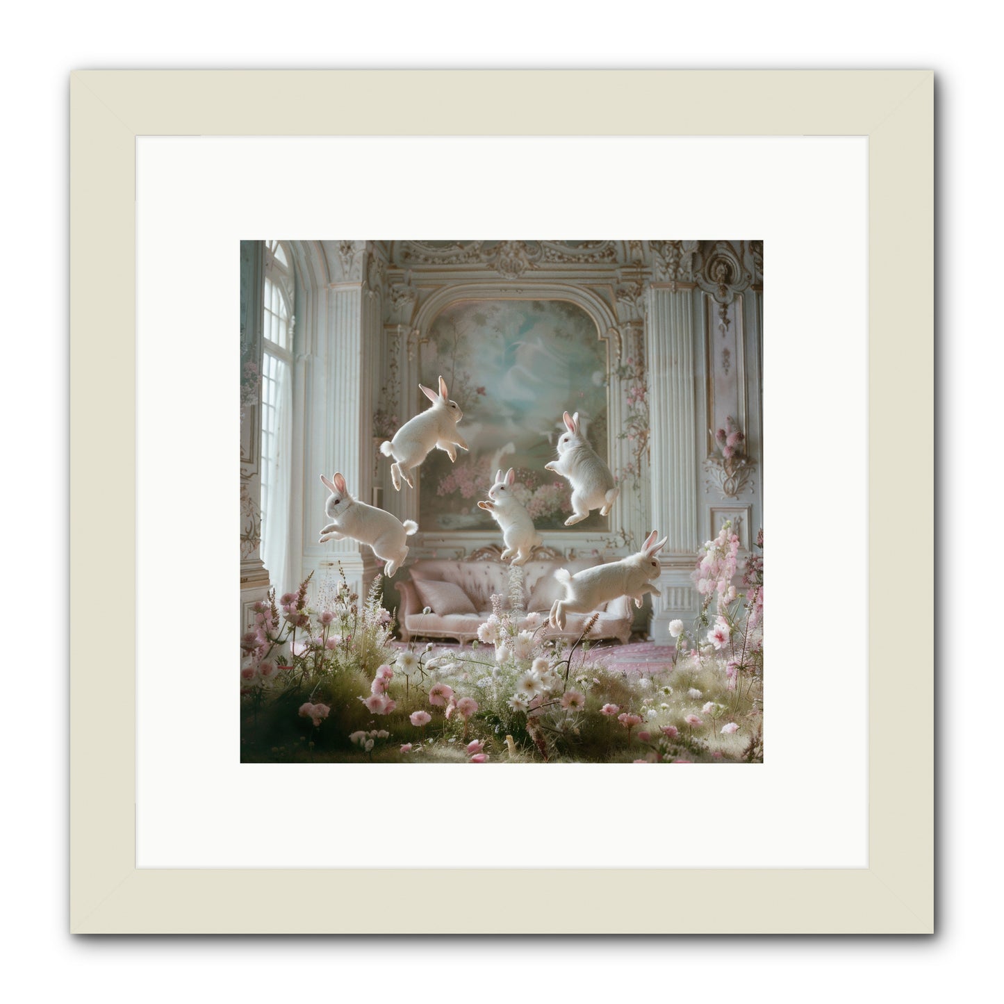 Petal Pirouette -- Framed Print - White 10x10