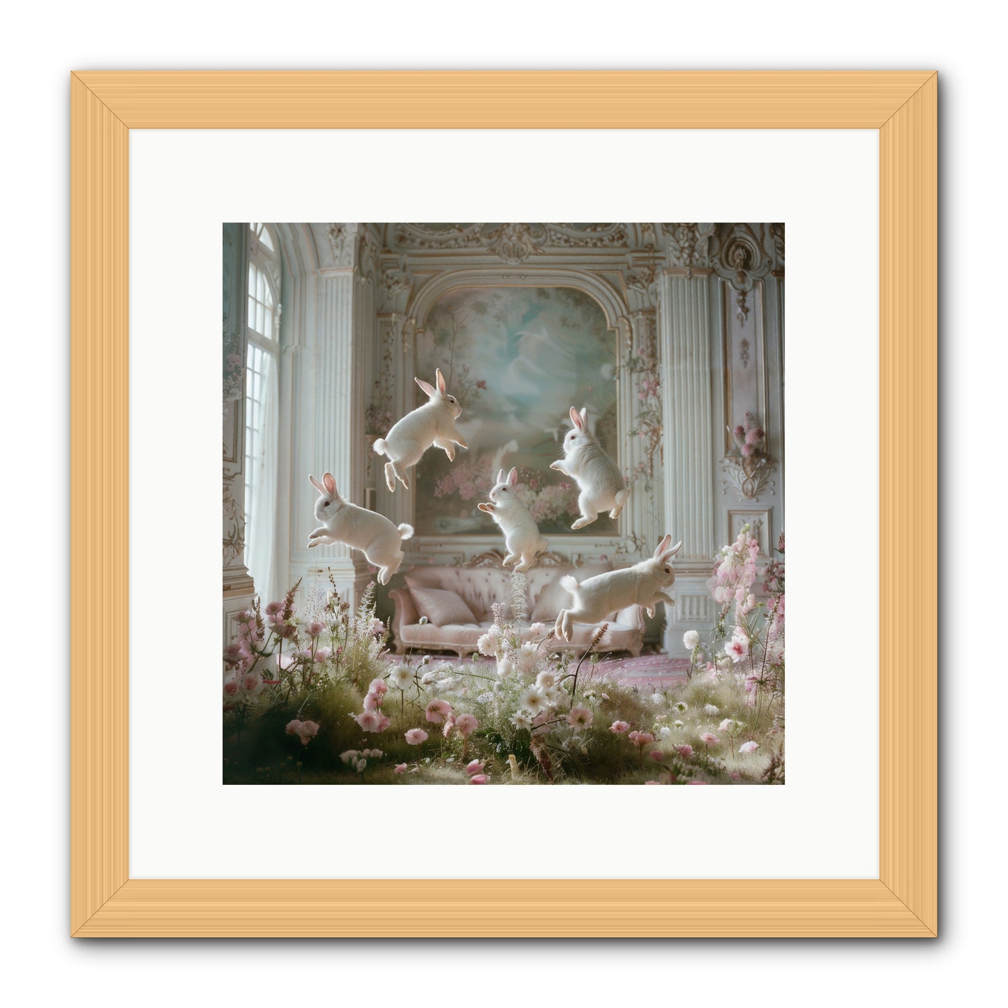 Petal Pirouette -- Framed Print - Natural 12x12