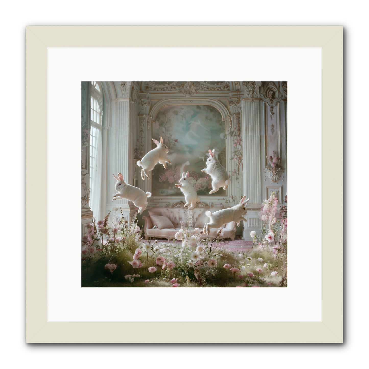 Petal Pirouette -- Framed Print - White 12x12