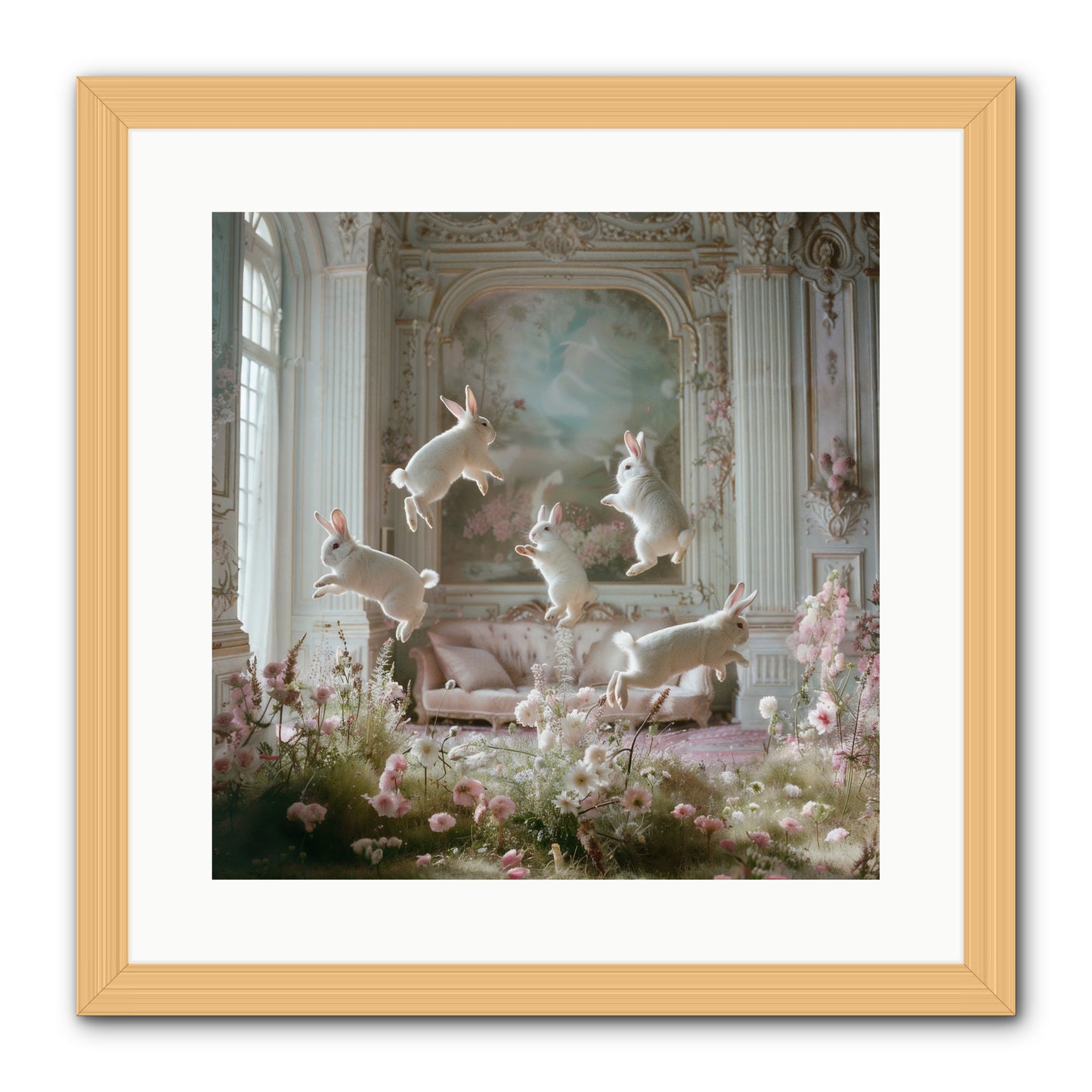 Petal Pirouette -- Framed Print - Natural 16x16