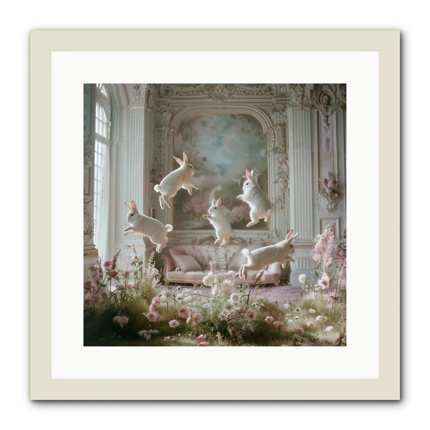 Petal Pirouette -- Framed Print - White 16x16