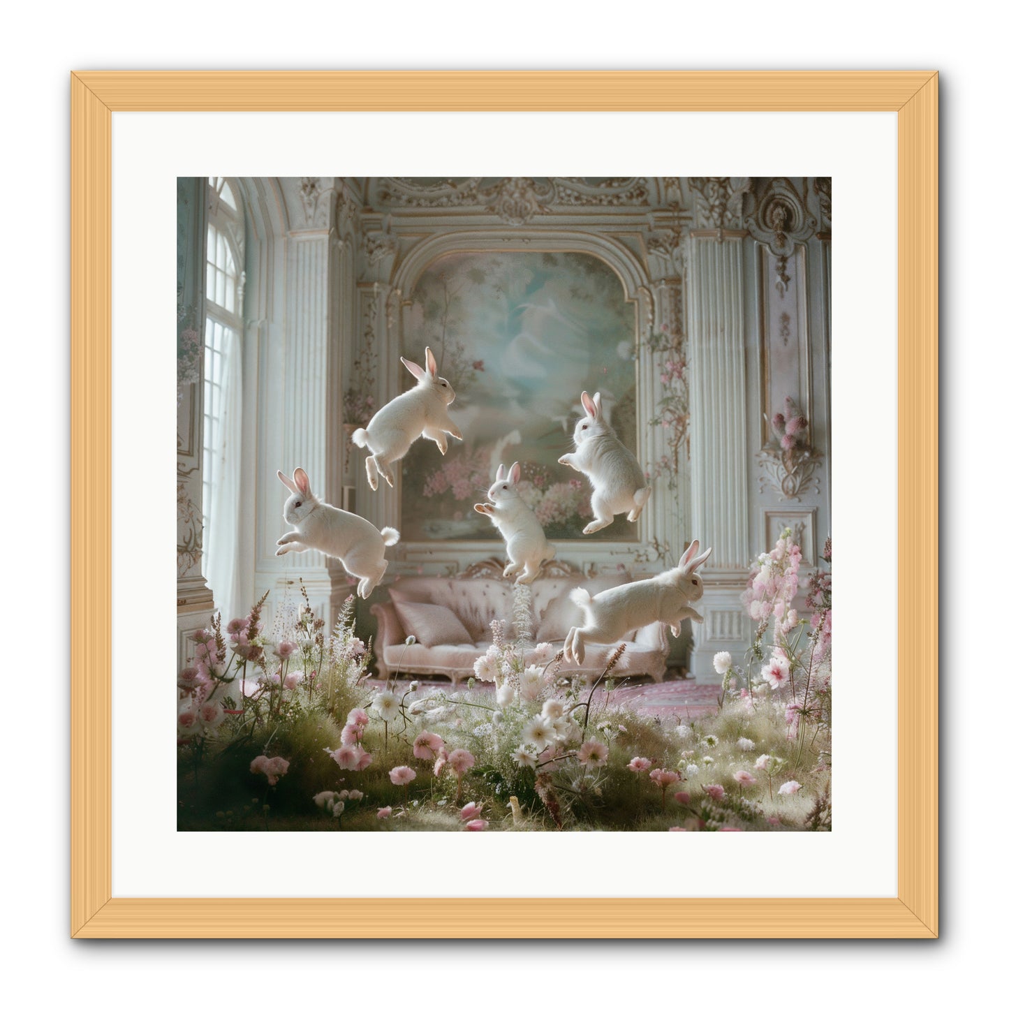 Petal Pirouette -- Framed Print - Natural 20x20