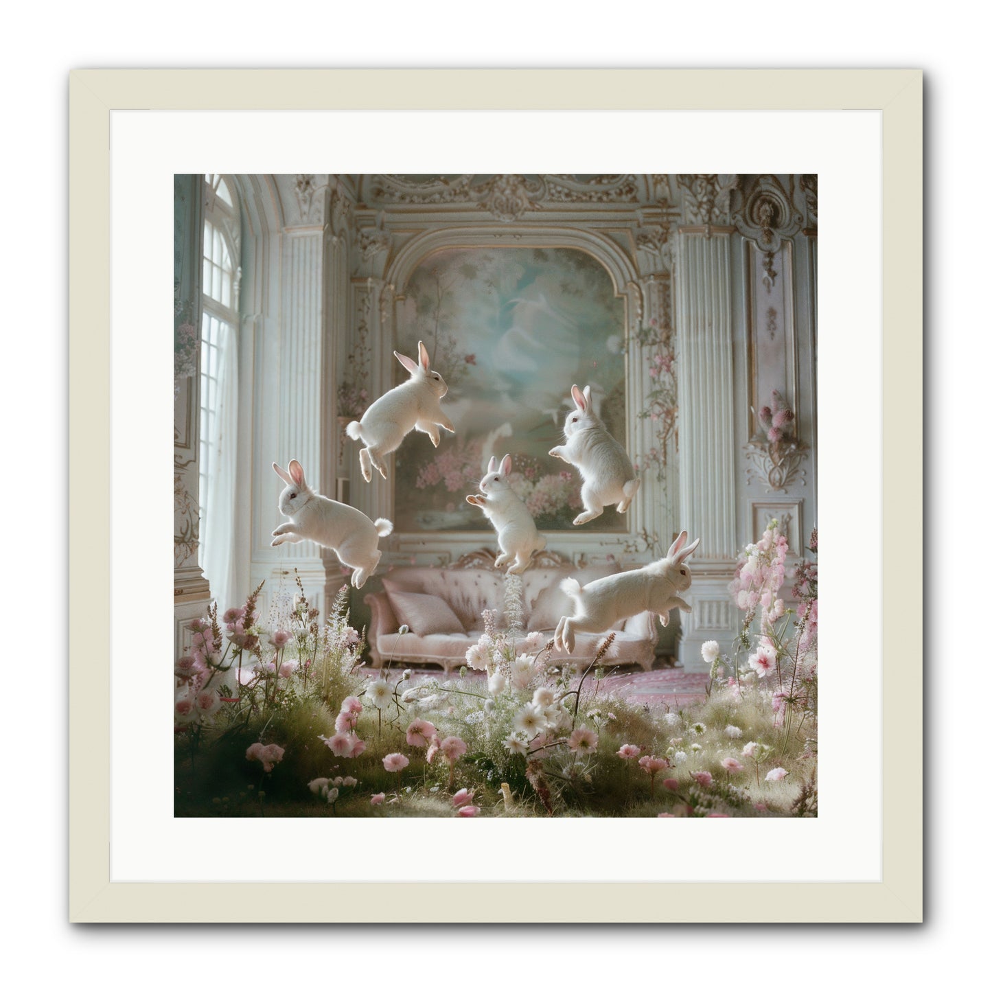 Petal Pirouette -- Framed Print - White 20x20