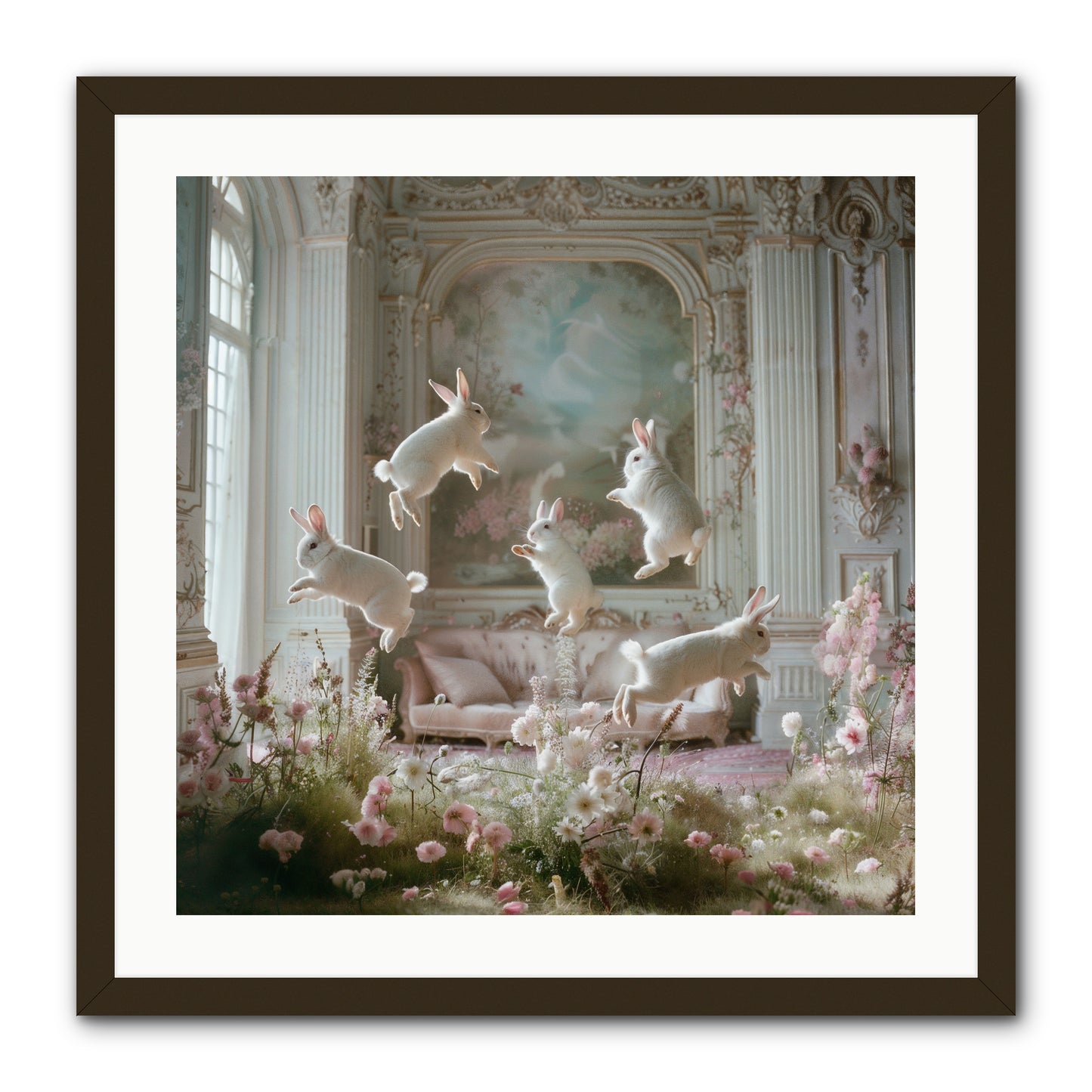 Petal Pirouette -- Framed Print - Black 24x24