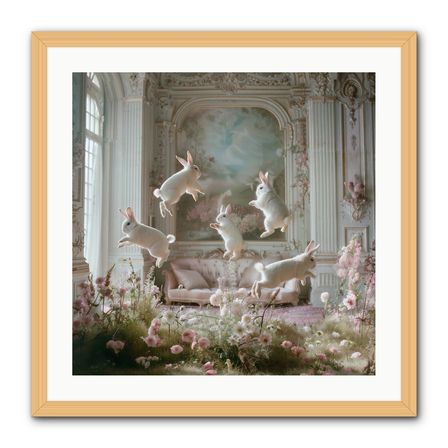 Petal Pirouette -- Framed Print - Natural 24x24