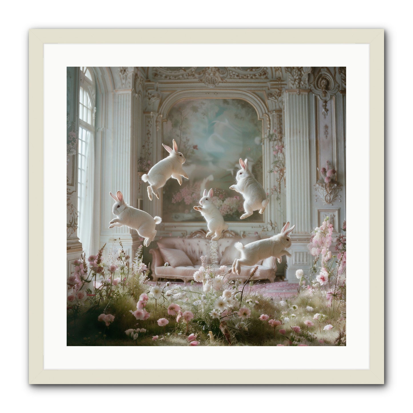 Petal Pirouette -- Framed Print - White 24x24