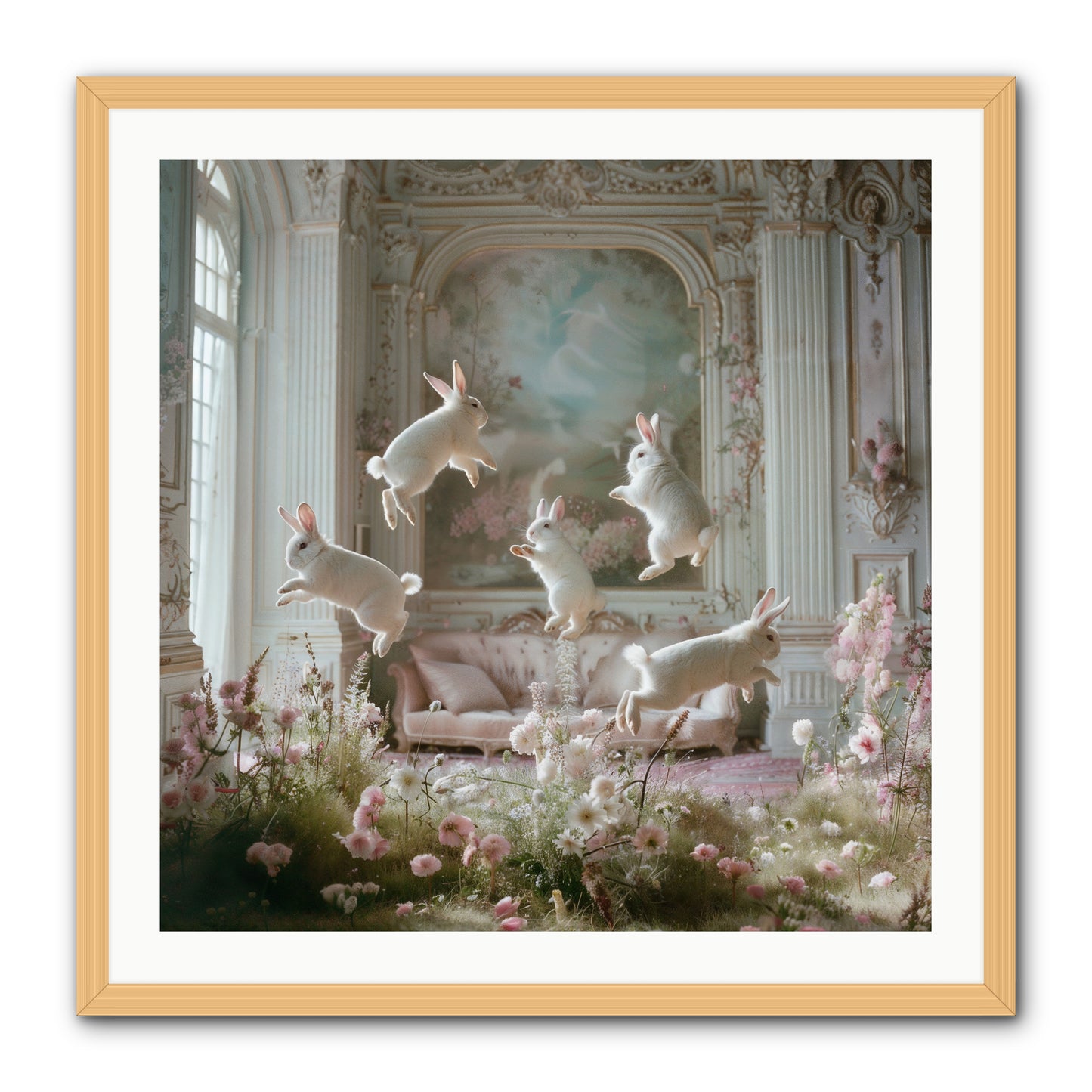 Petal Pirouette -- Framed Print - Natural 30x30