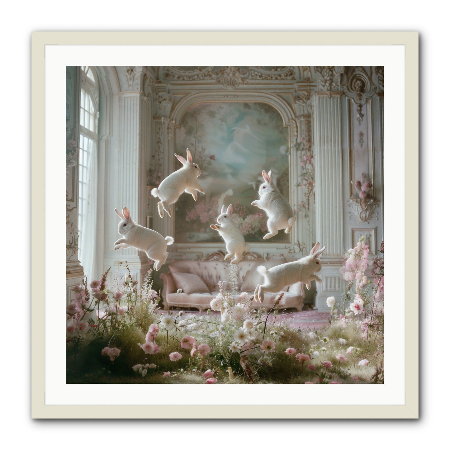 Petal Pirouette -- Framed Print - White 30x30