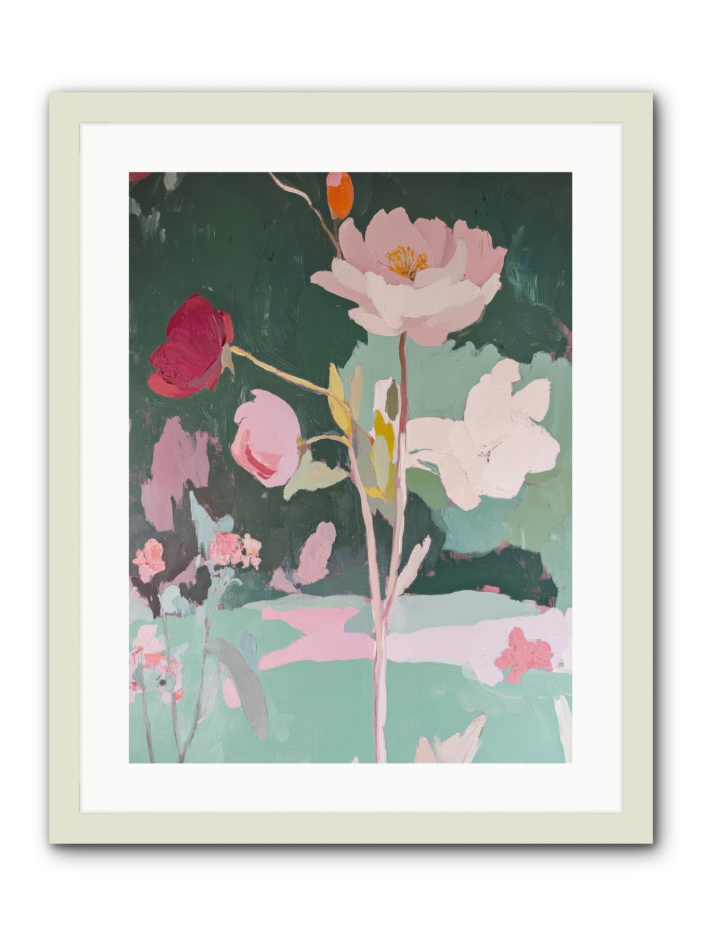Petals In Pirouette -- Framed Print - White 18x24