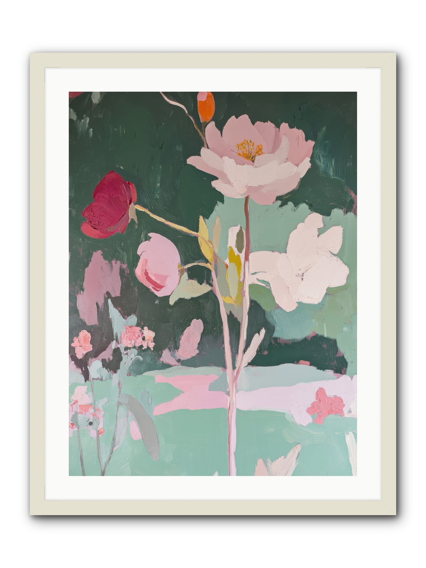 Petals In Pirouette -- Framed Print - White 24x32