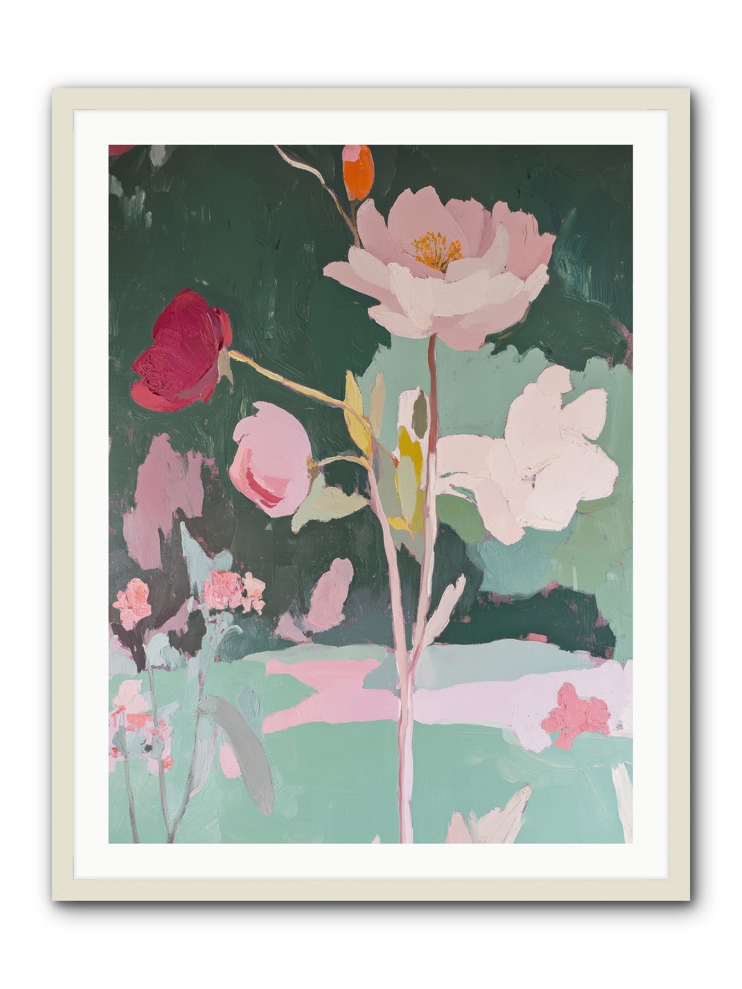 Petals In Pirouette -- Framed Print - White 30x40