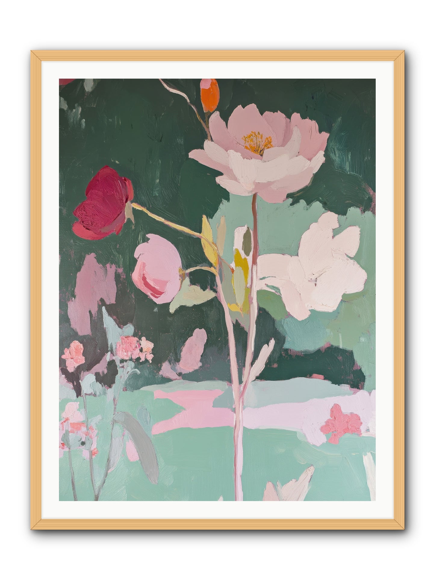 Petals In Pirouette -- Framed Print - Natural 36x48