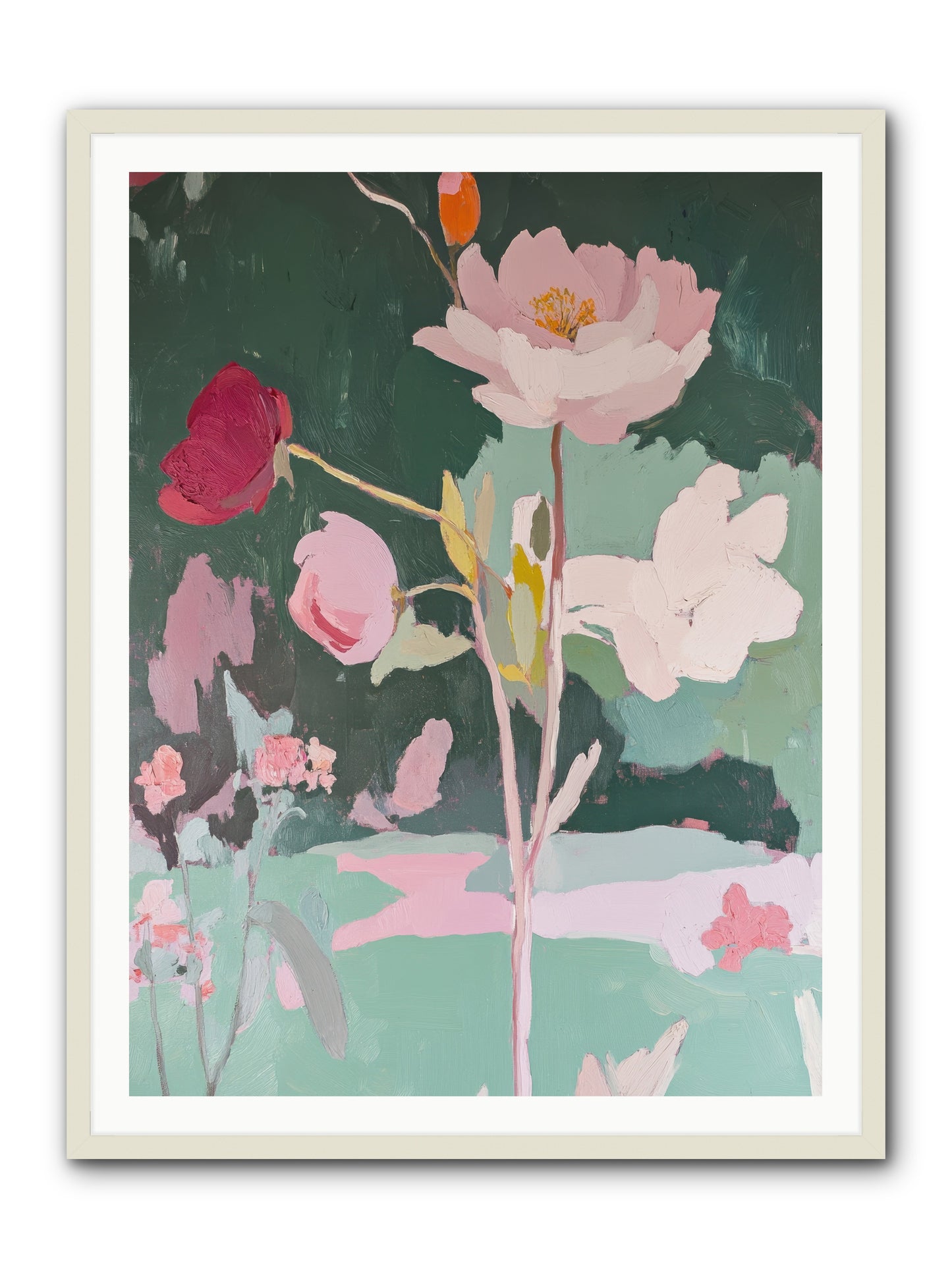 Petals In Pirouette -- Framed Print - White 36x48