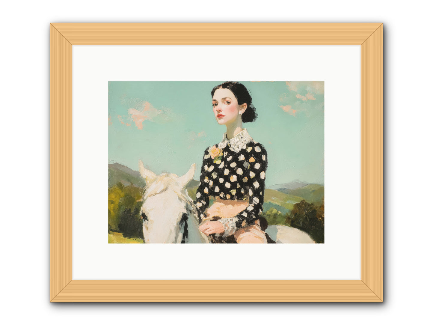 Petals Under Hooves -- Framed Print - Natural 12x9