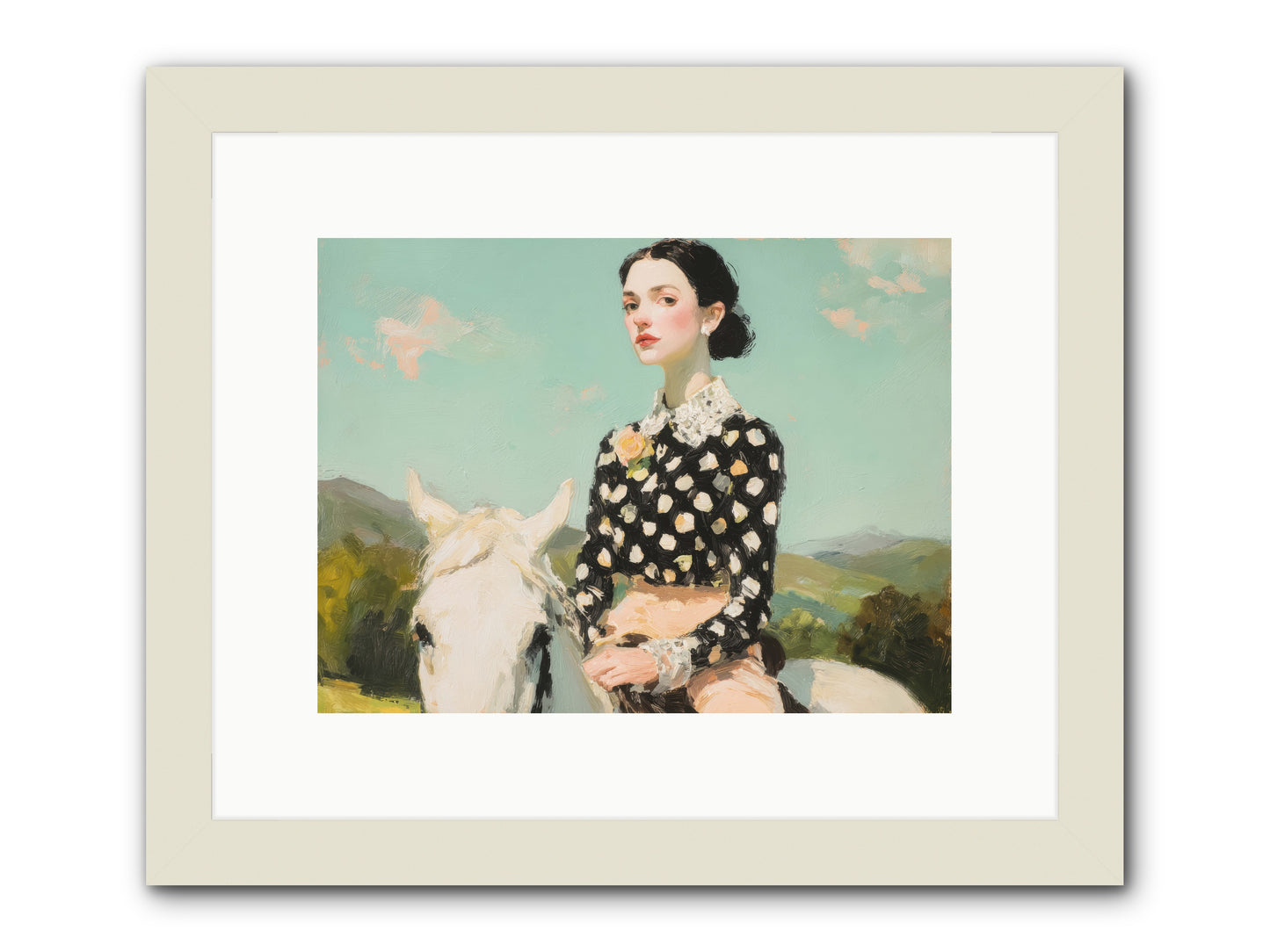 Petals Under Hooves -- Framed Print - White 12x9