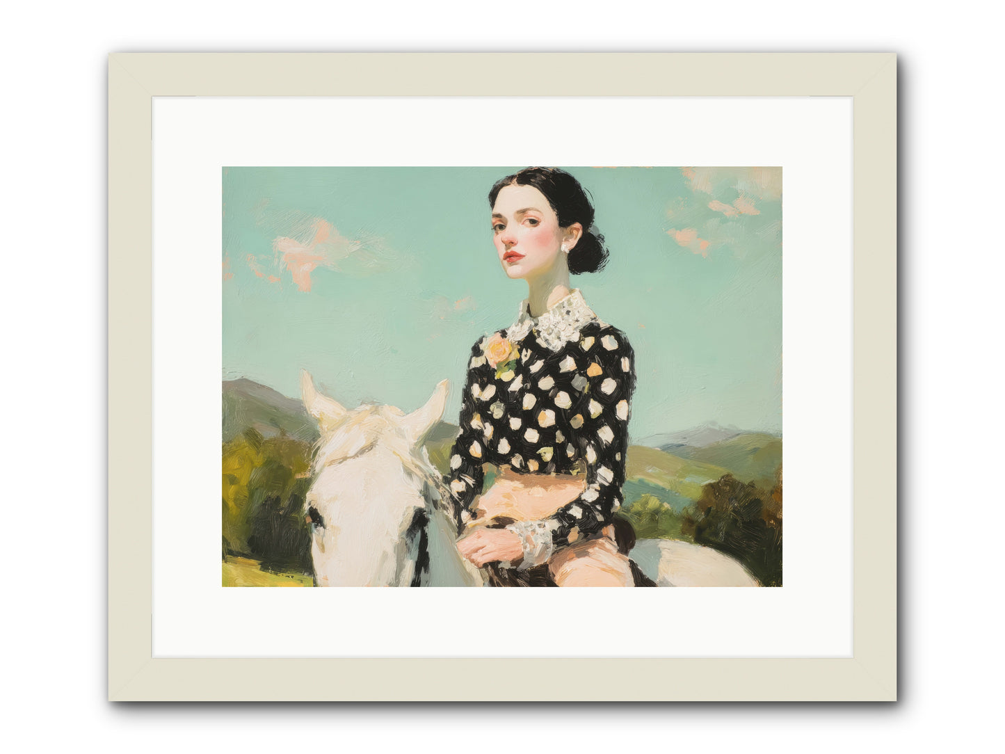 Petals Under Hooves -- Framed Print - White 16x12